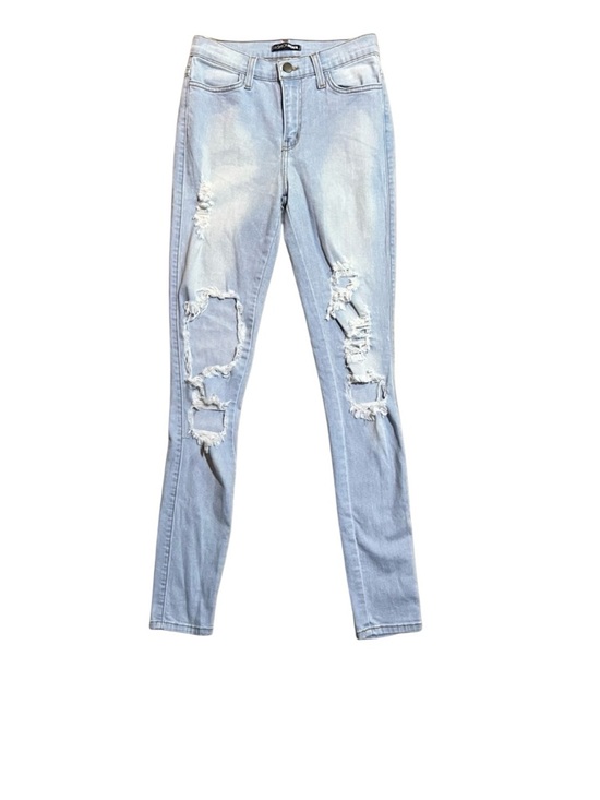 Fashion Nova Denim - Fashion Nova Light Blue Distressed Skinny Jeans Size 26